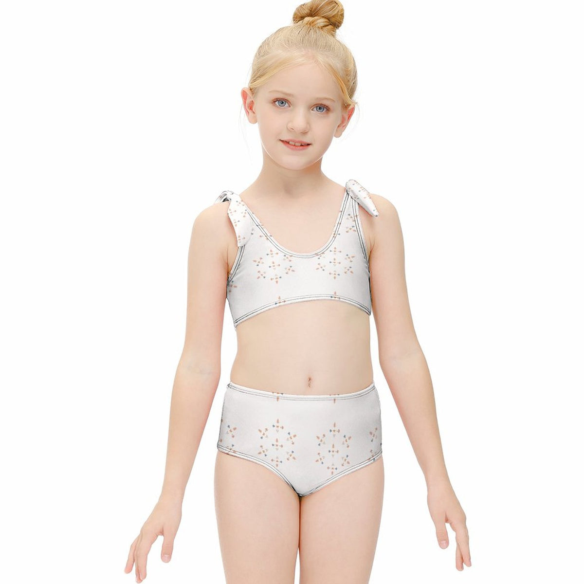 Girls' Geometric Print Tie-Strap Beach Sports Swimsuit