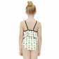 Cute Bunny & Moon Off-Shoulder Ruffle Girls Swimsuit