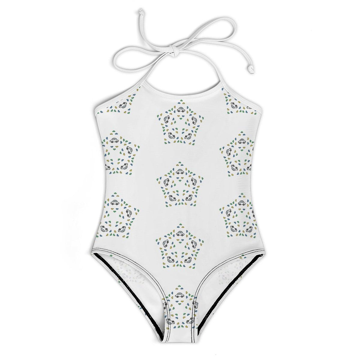 Girls' Geometric Pattern Camisole One-Piece Swimsuit