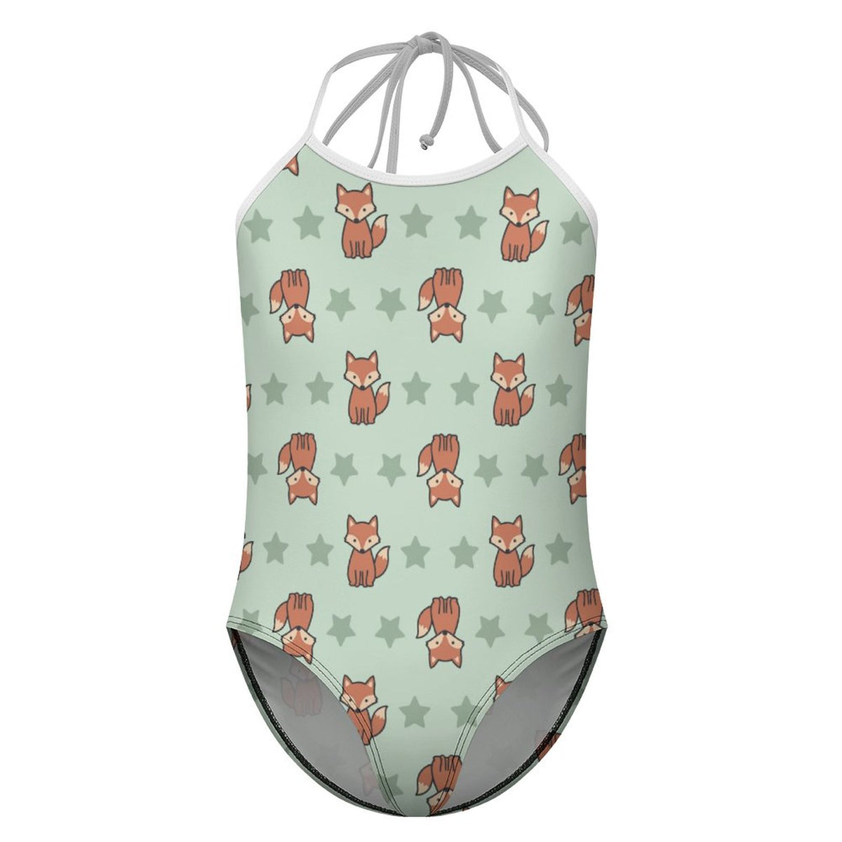 Cute Fox Print Spaghetti Strap Girls Swimsuit | AOP