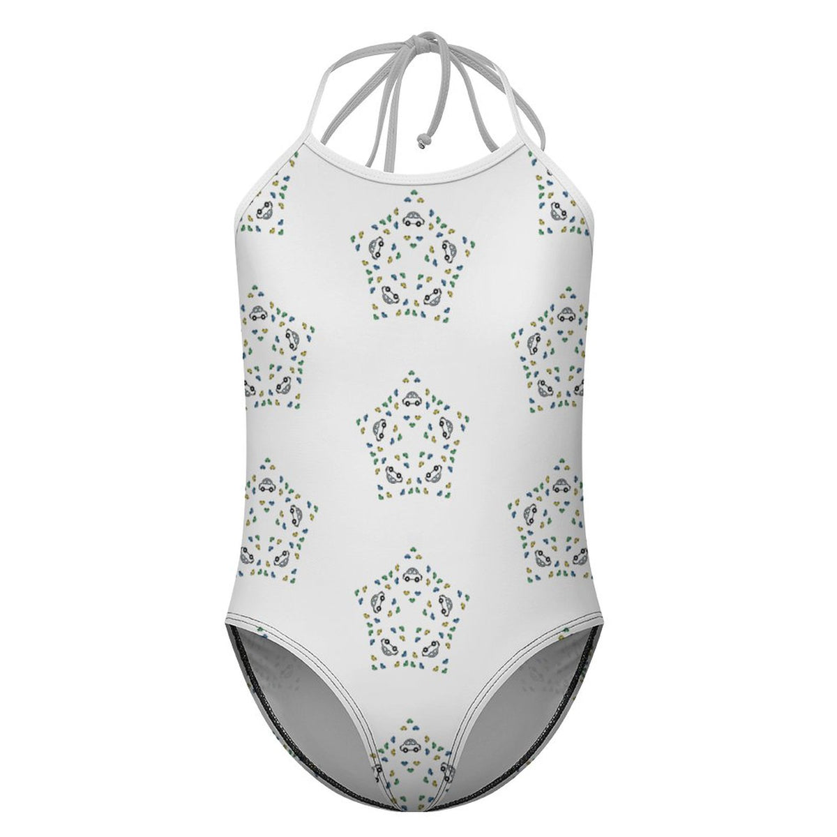 Girls' Geometric Pattern Camisole One-Piece Swimsuit