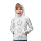 Kids' White Star Print Pullover Hoodie with Pocket