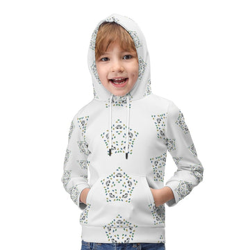 Kids' White Star Print Pullover Hoodie with Pocket
