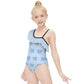 Cute Blue Elephant One-Shoulder Girls' Swimsuit