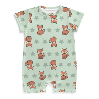 Cute Cotton Baby Fox Print Short Sleeve Romper