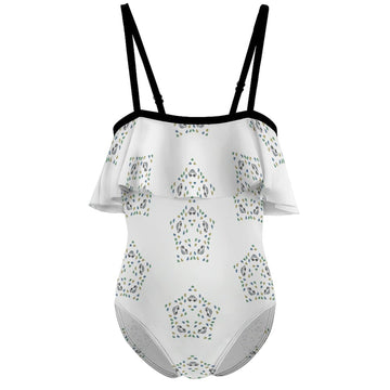 Girls' Star Floral Off-Shoulder One-Piece Swimwear