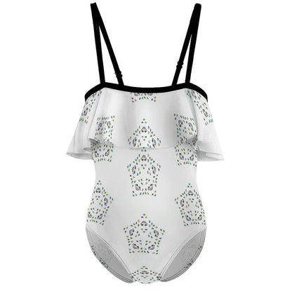 Girls' Star Floral Off-Shoulder One-Piece Swimwear