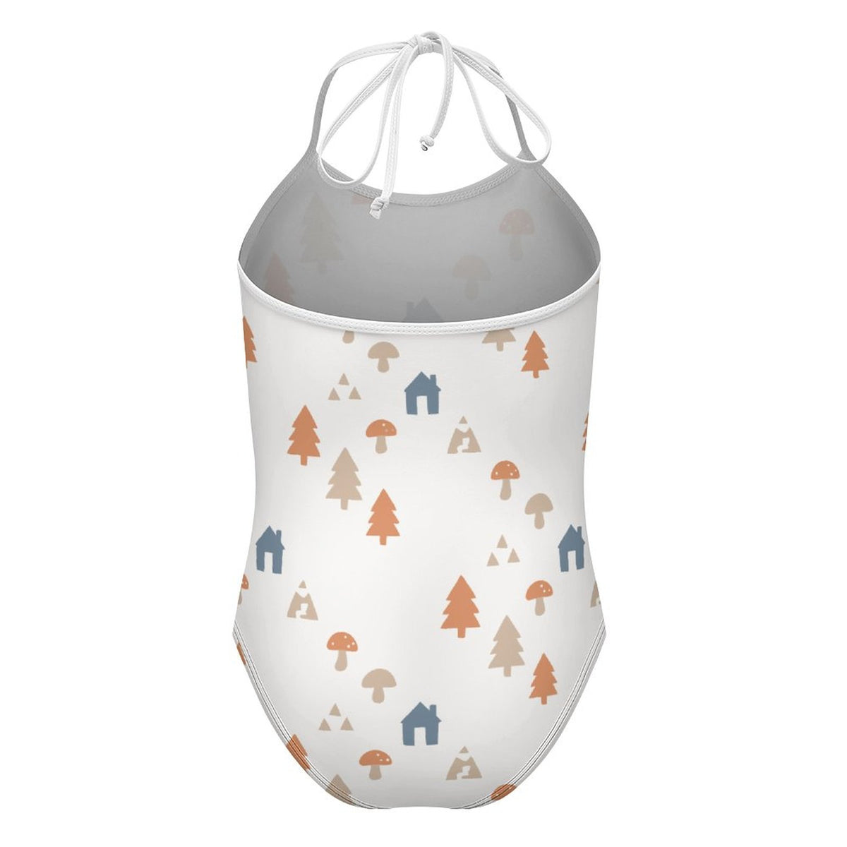 Girls' White Woodland Print Cami Bathing Suit