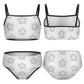 Girls' White Star Print Bikini Set with Black Trim