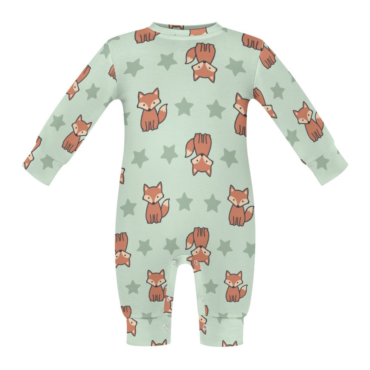 Cute Baby Fox Print Long Sleeve Romper Jumpsuit