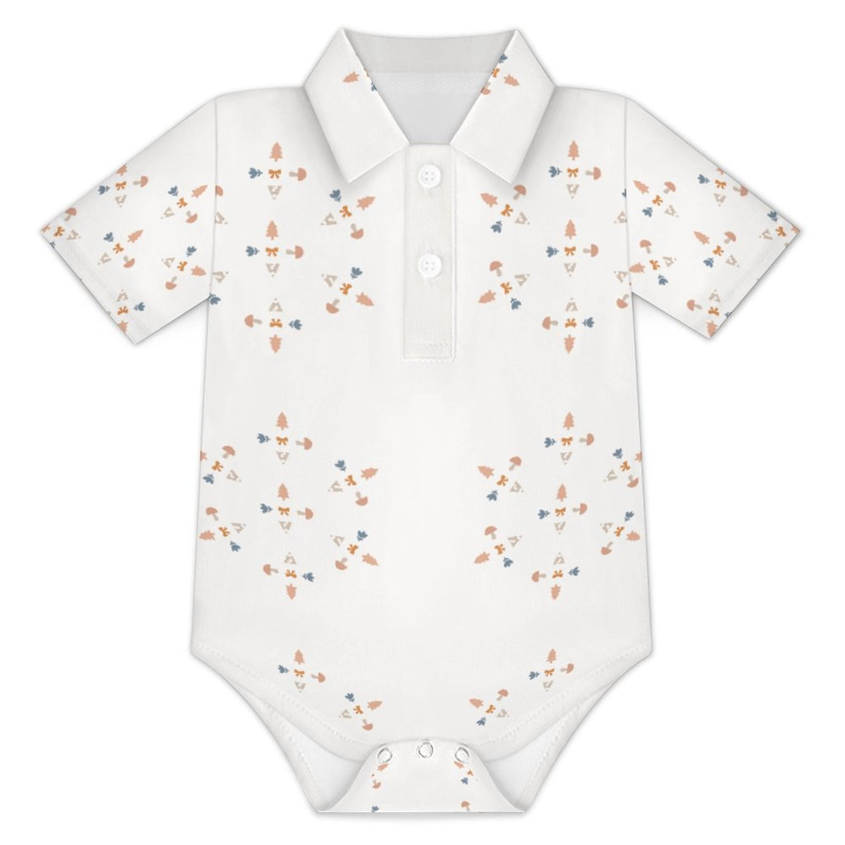 Cute Geometric Motif Short Sleeve Polo Baby Romper