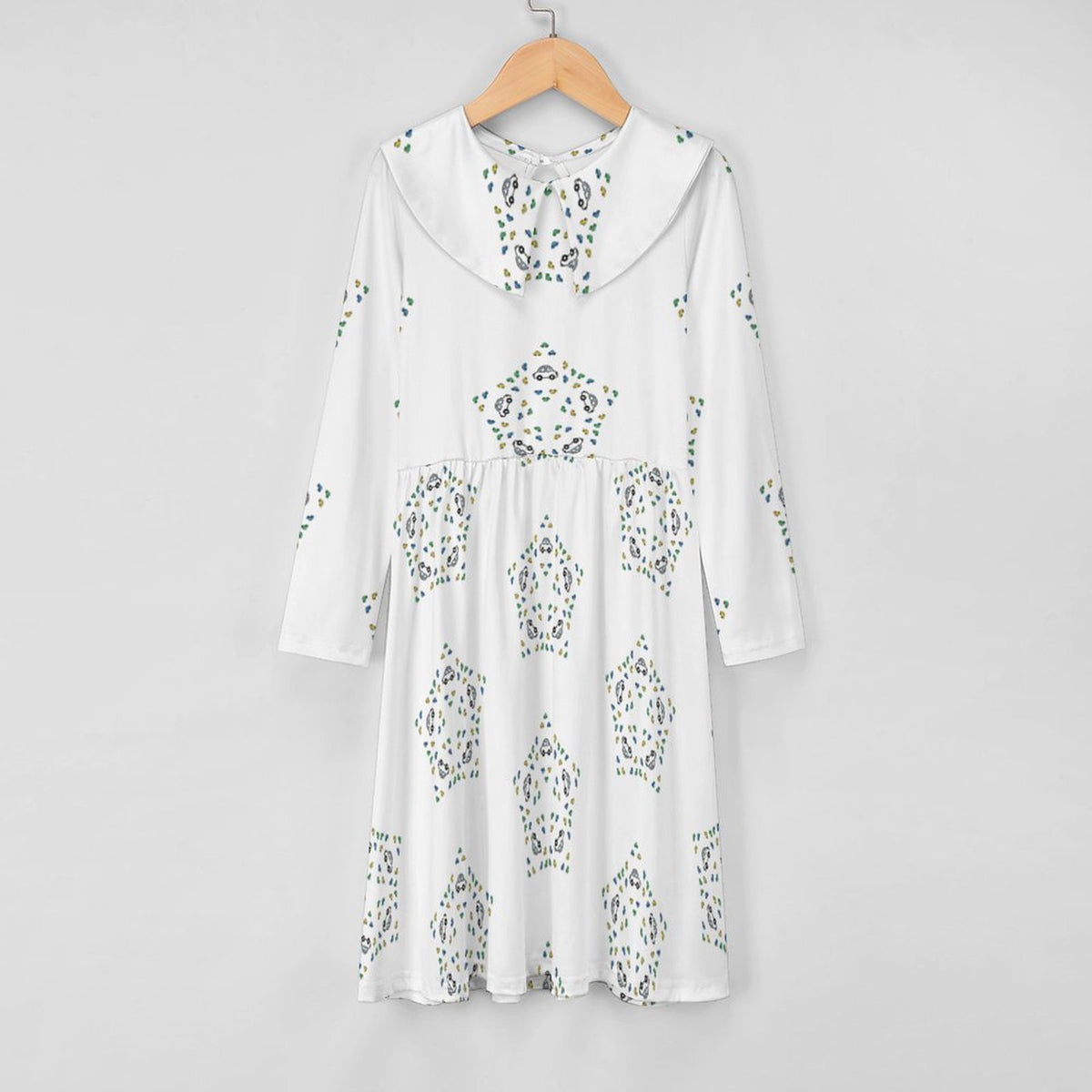 Girls' Geometric Star Long Sleeve Dress