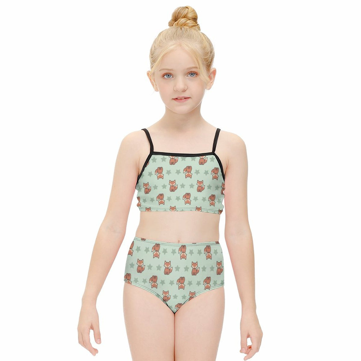 Cute Fox Print Cami Bikini Set for Girls | Custom AOP