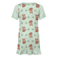 Cute Fox Print Girls Ruffle Hem Dress | Short Sleeve