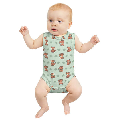 Cute Baby Fox Print Sleeveless Romper Bodysuit