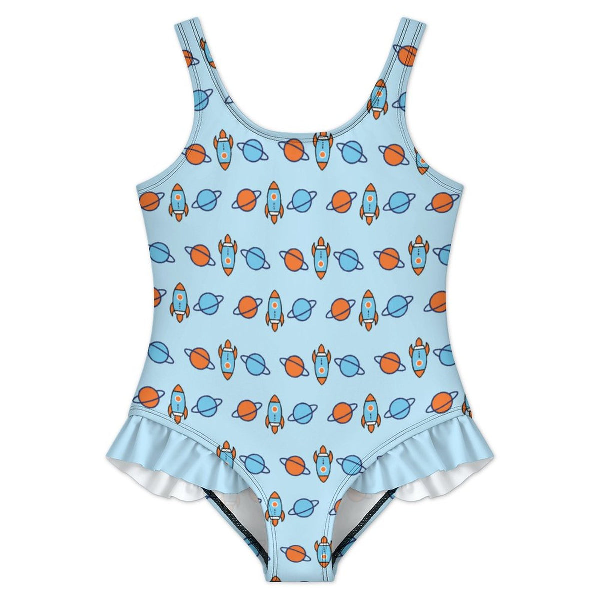 Custom Girls Ruffle One Piece Swimsuit | All-Over Print