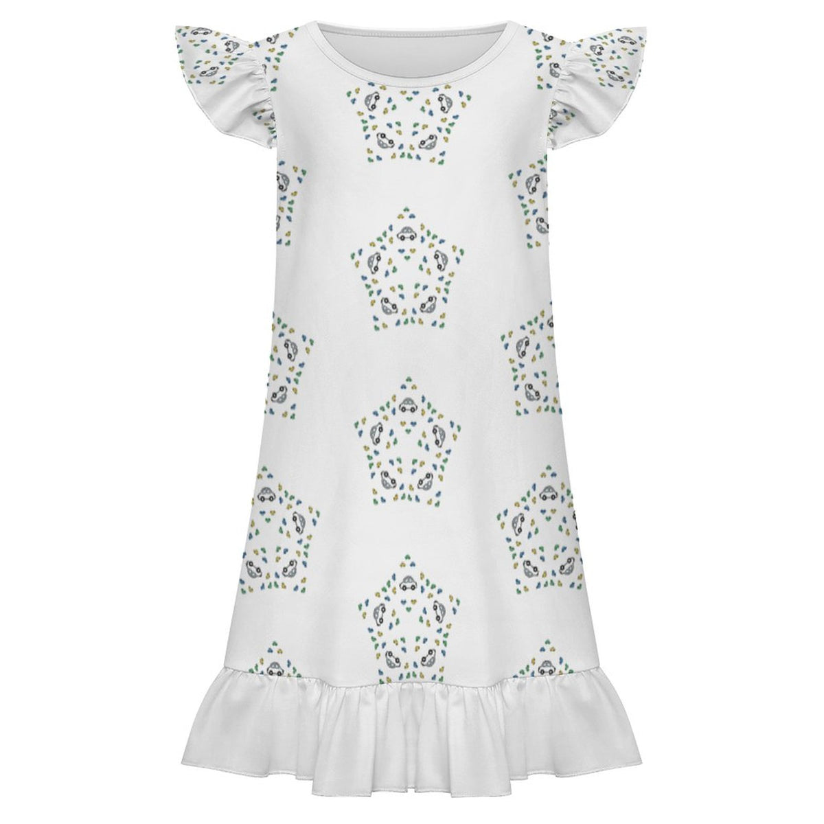 Cute Star Pattern Ruffle Nightgown for Girls