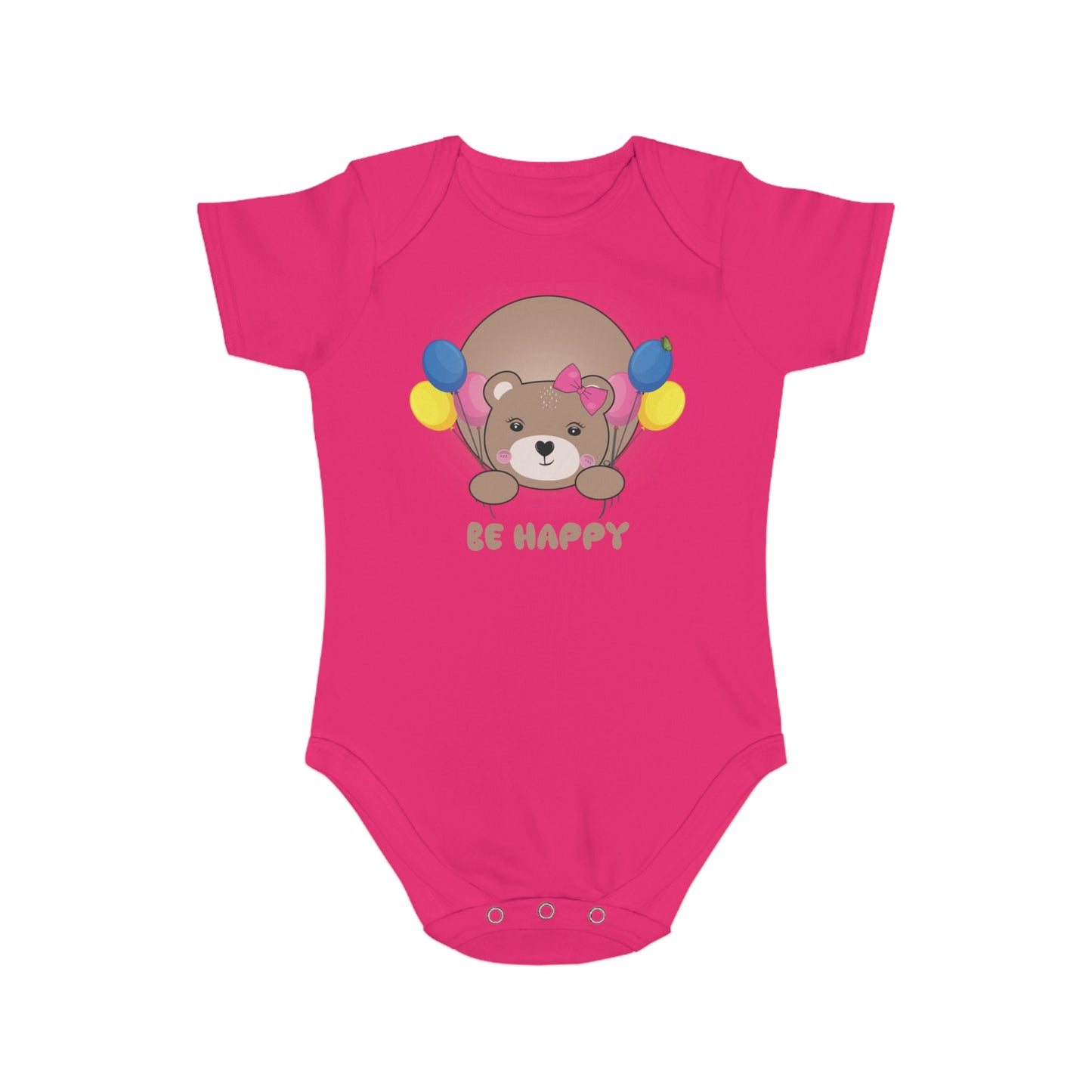 Be Happy Bear design baby bodysuit