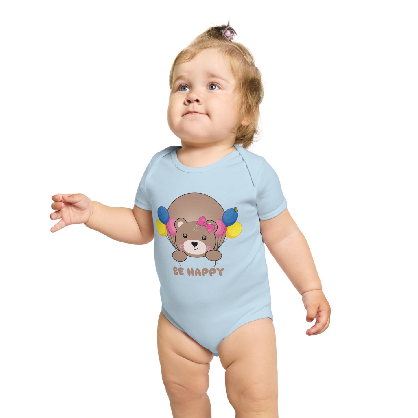 Be Happy Bear design baby bodysuit