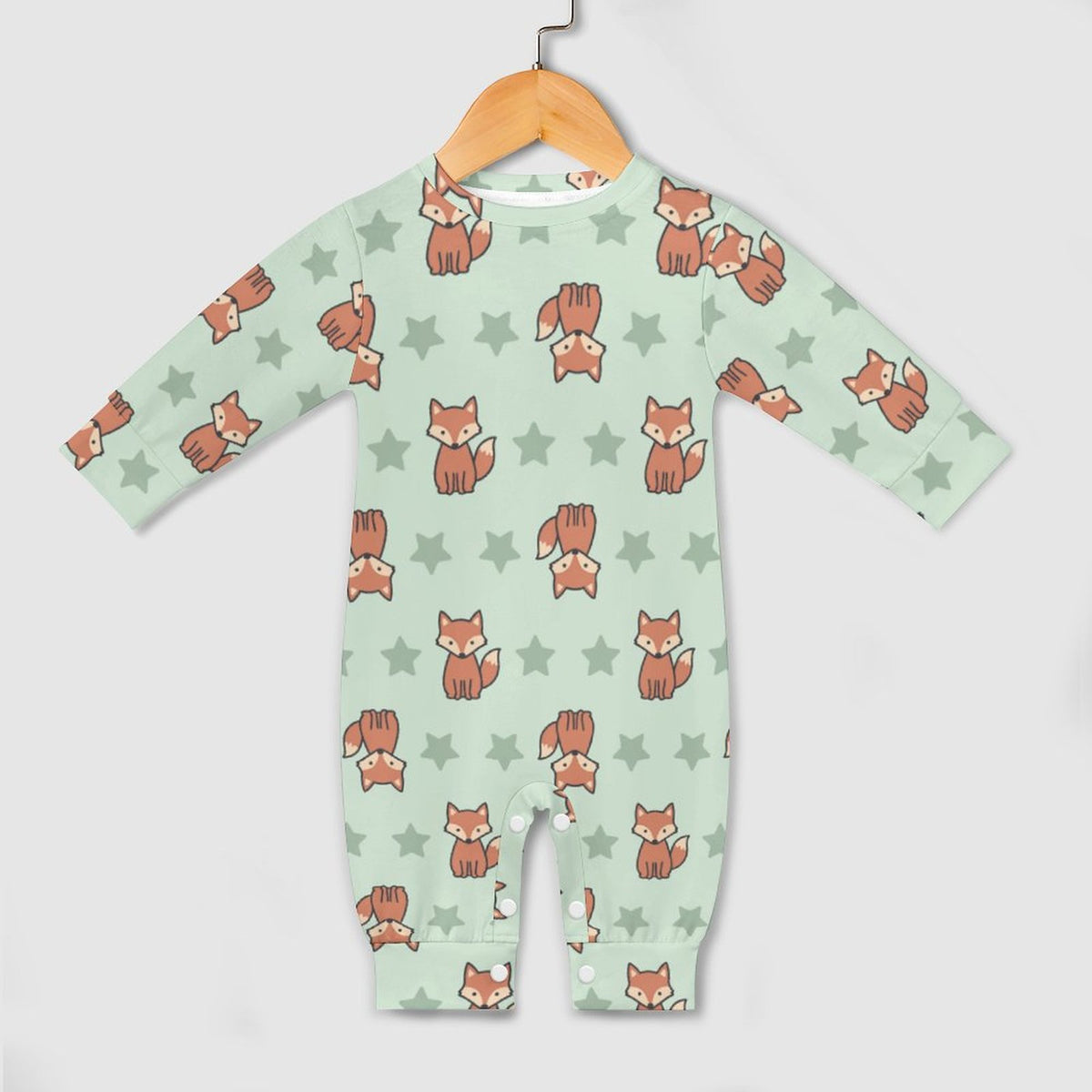 Cute Cotton Baby Fox Print Long Sleeve Bodysuit