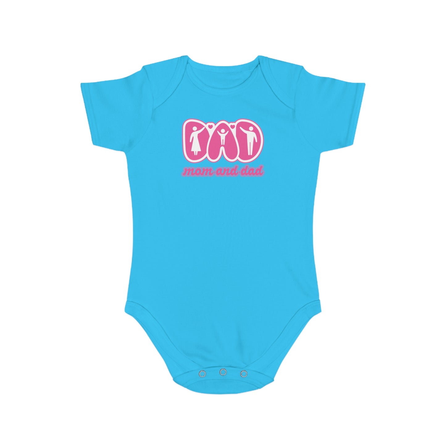 Cute Mom and Dad Short Sleeve Baby Bodysuit