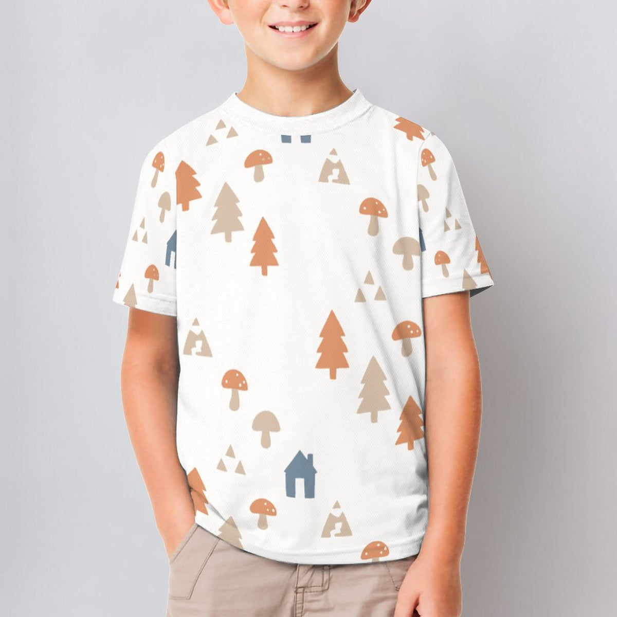 Unisex Kids' White Forest Print Graphic Tee