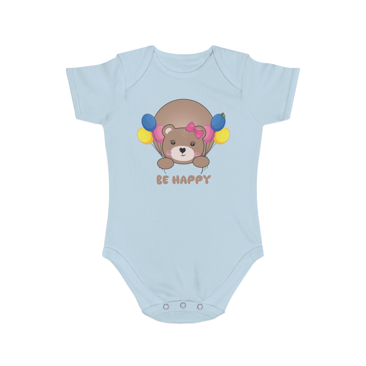 Be Happy Bear design baby bodysuit