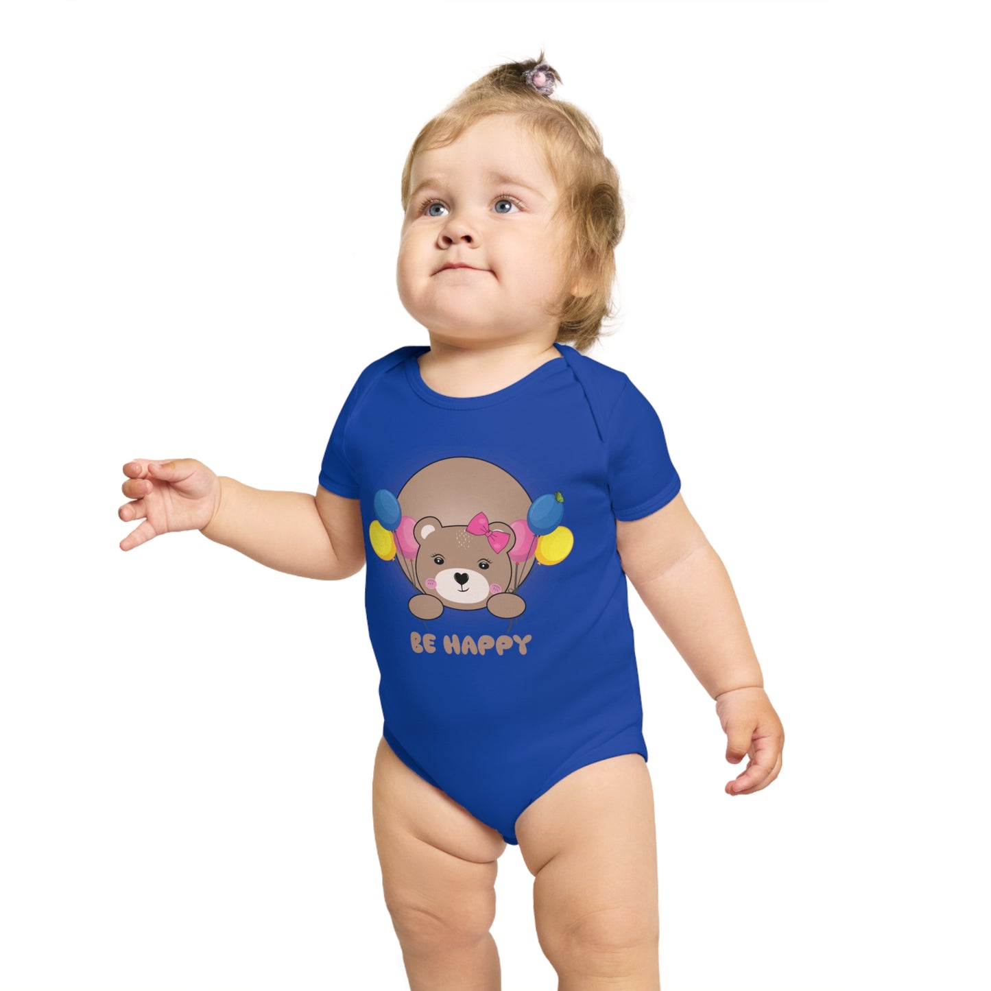 Be Happy Bear design baby bodysuit