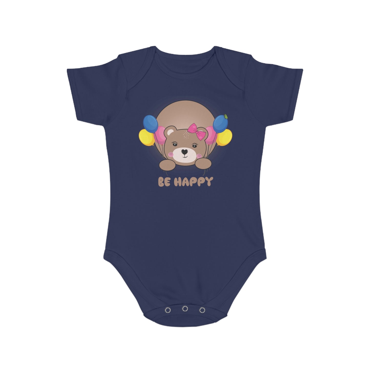 Be Happy Bear design baby bodysuit