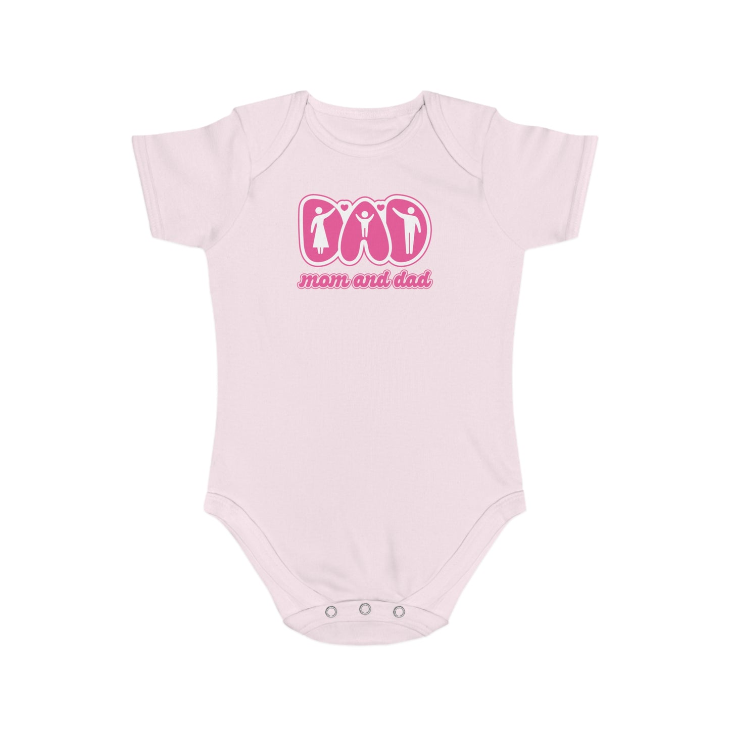 Cute Mom and Dad Short Sleeve Baby Bodysuit