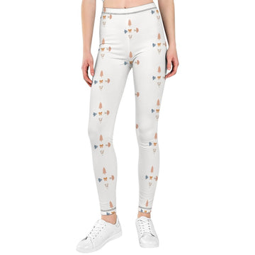 180GSM Girls' White Geometric Patterned Leggings