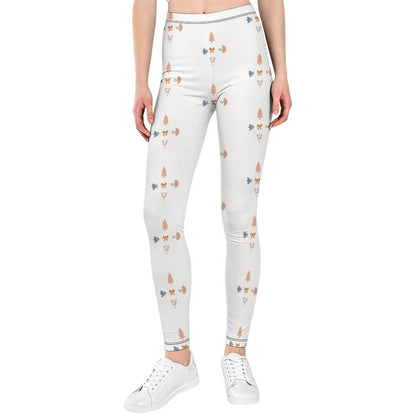 180GSM Girls' White Geometric Patterned Leggings