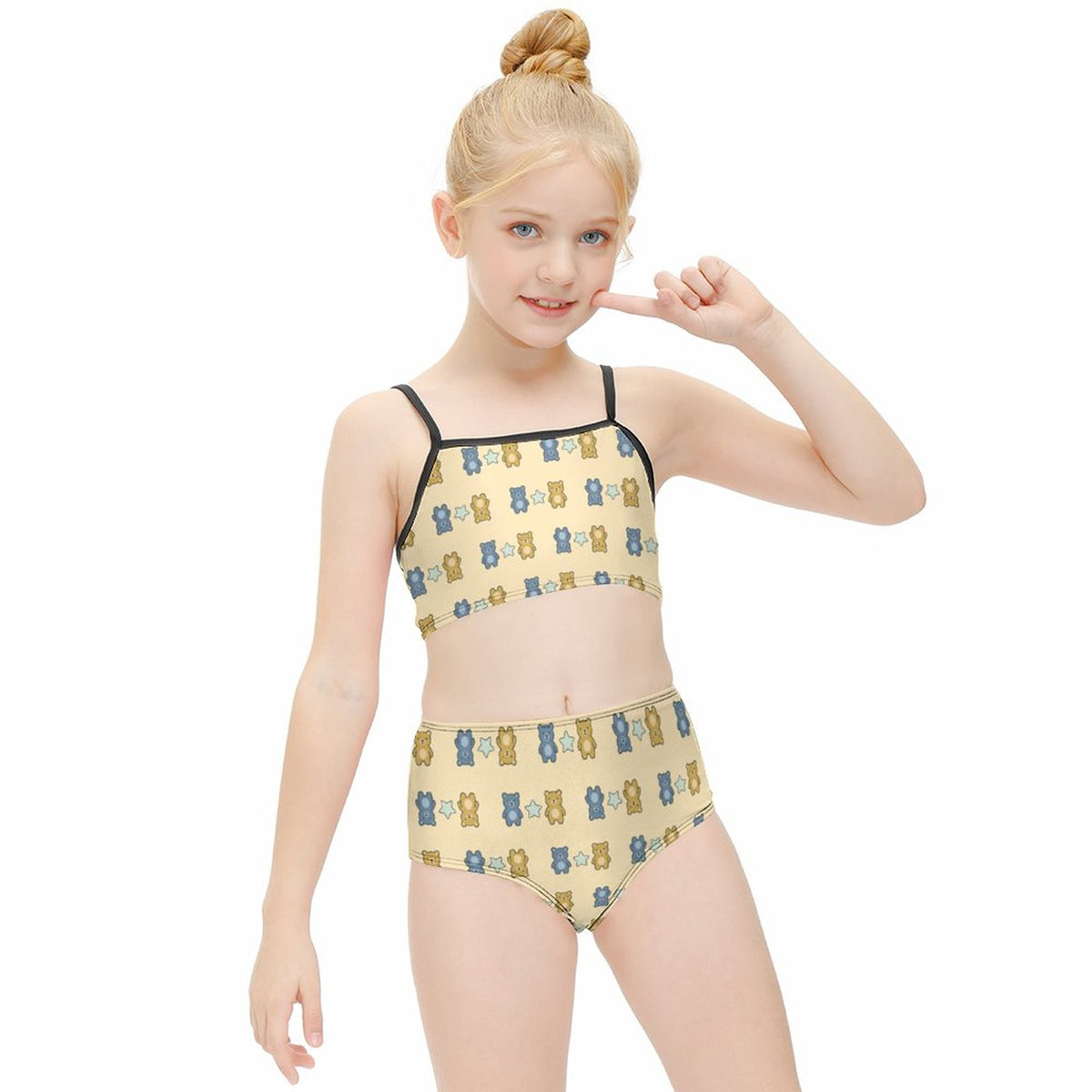 Cute Teddy Bear Girls Two-Piece Swimsuit | Custom AOP