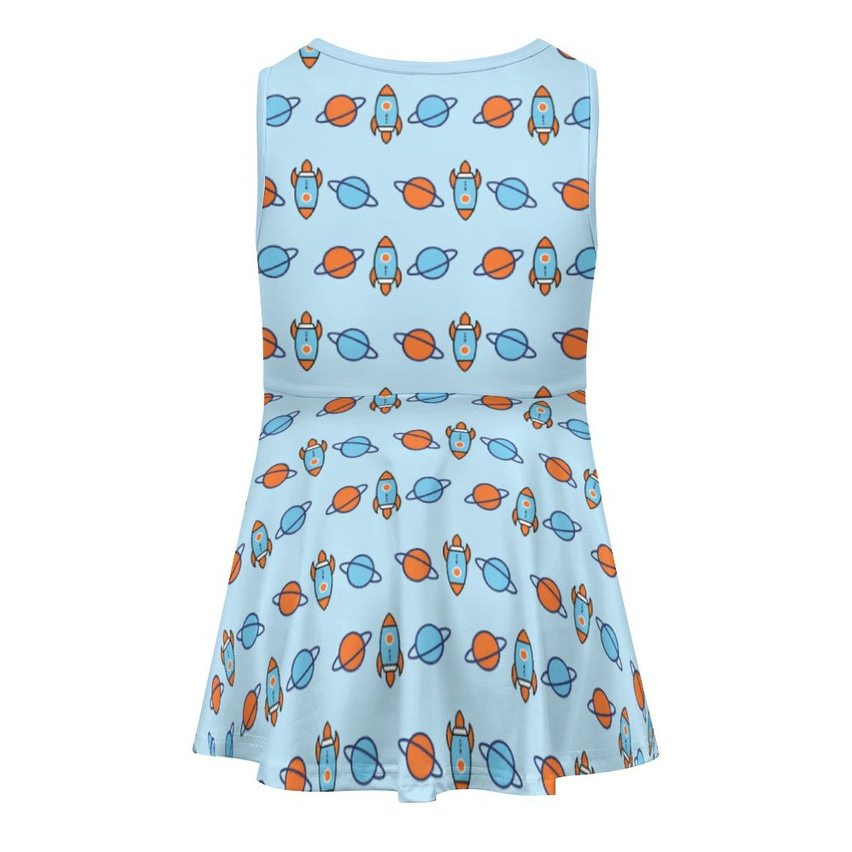Outer Space Rocket Sleeveless Tank Dress for Girls