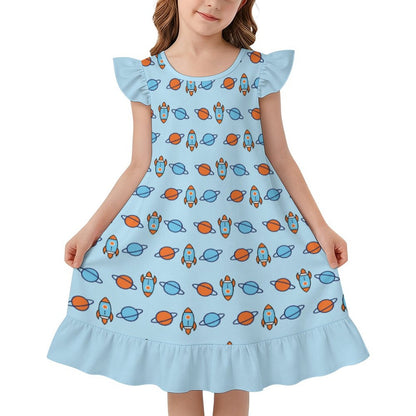 200gsm Girls Ruffle Nightgown | Custom All-Over Print