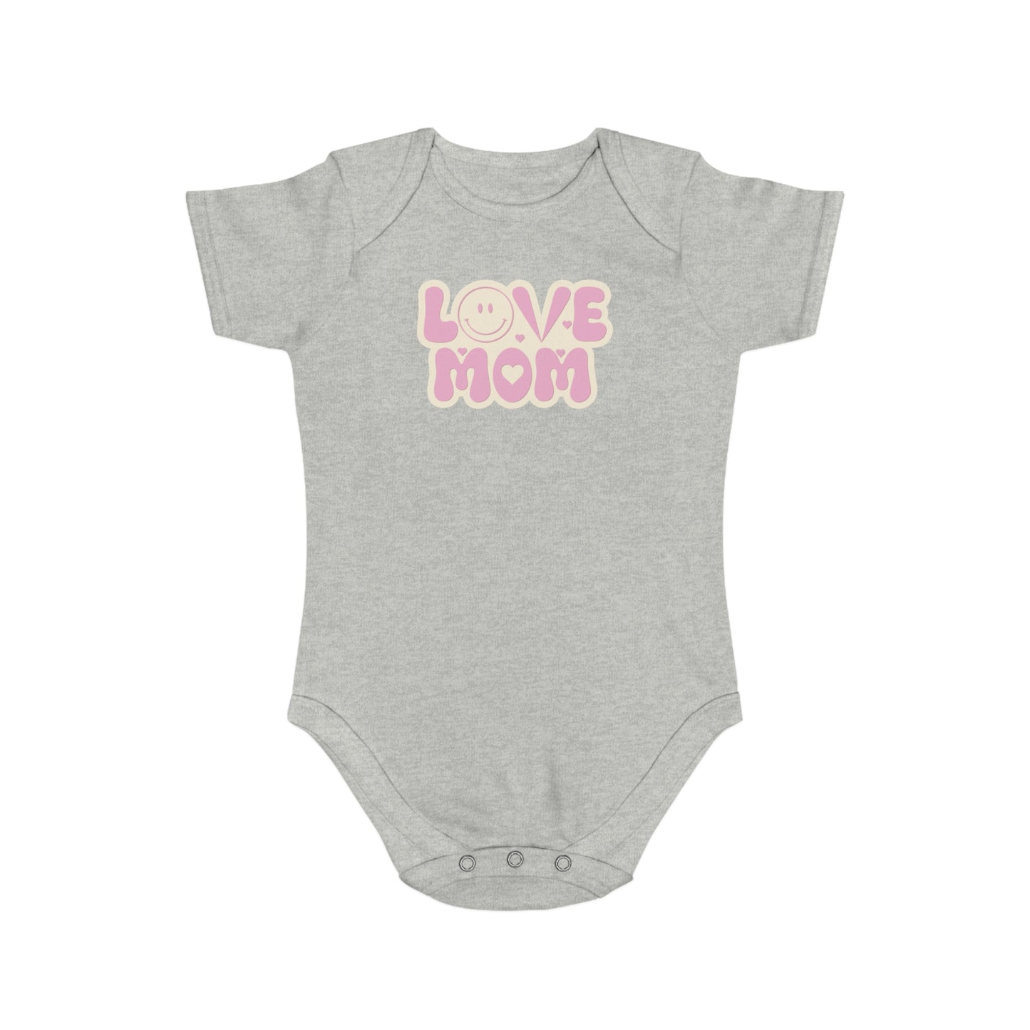 Love You Mom design baby bodysuit 	Love You Mom Baby Bodysuit | Heartfelt Cotton Infant Outfit