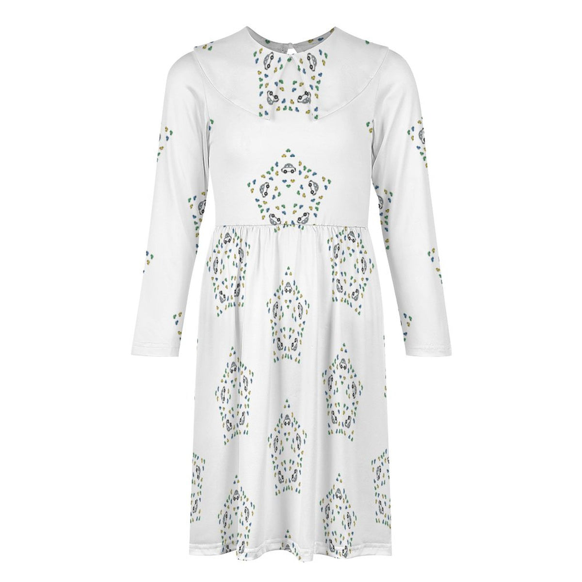 Girls' Geometric Star Long Sleeve Dress