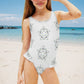 Cute White Star Print One-Piece Swimsuit for Girls