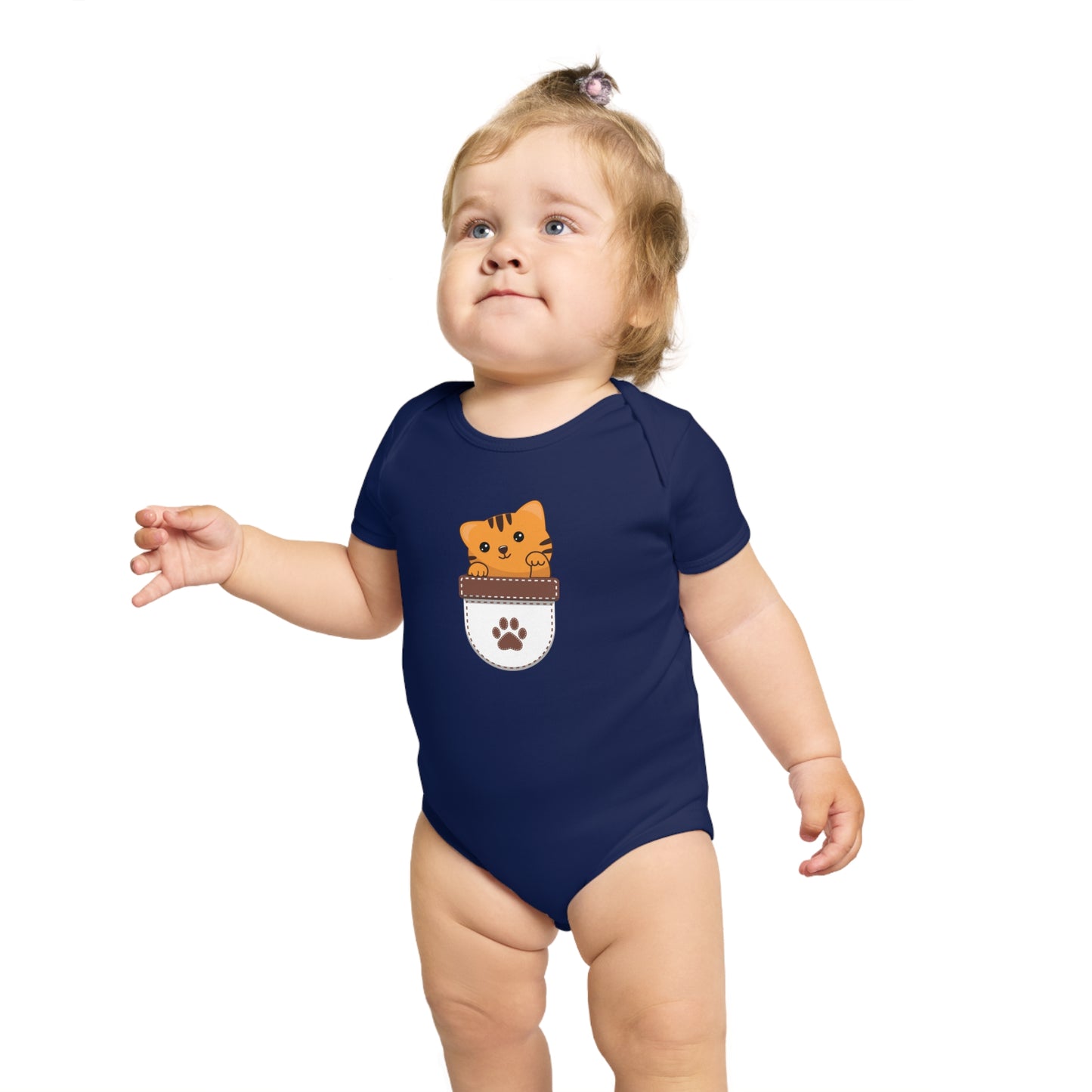 Cute Cat Pocket design baby bodysuit