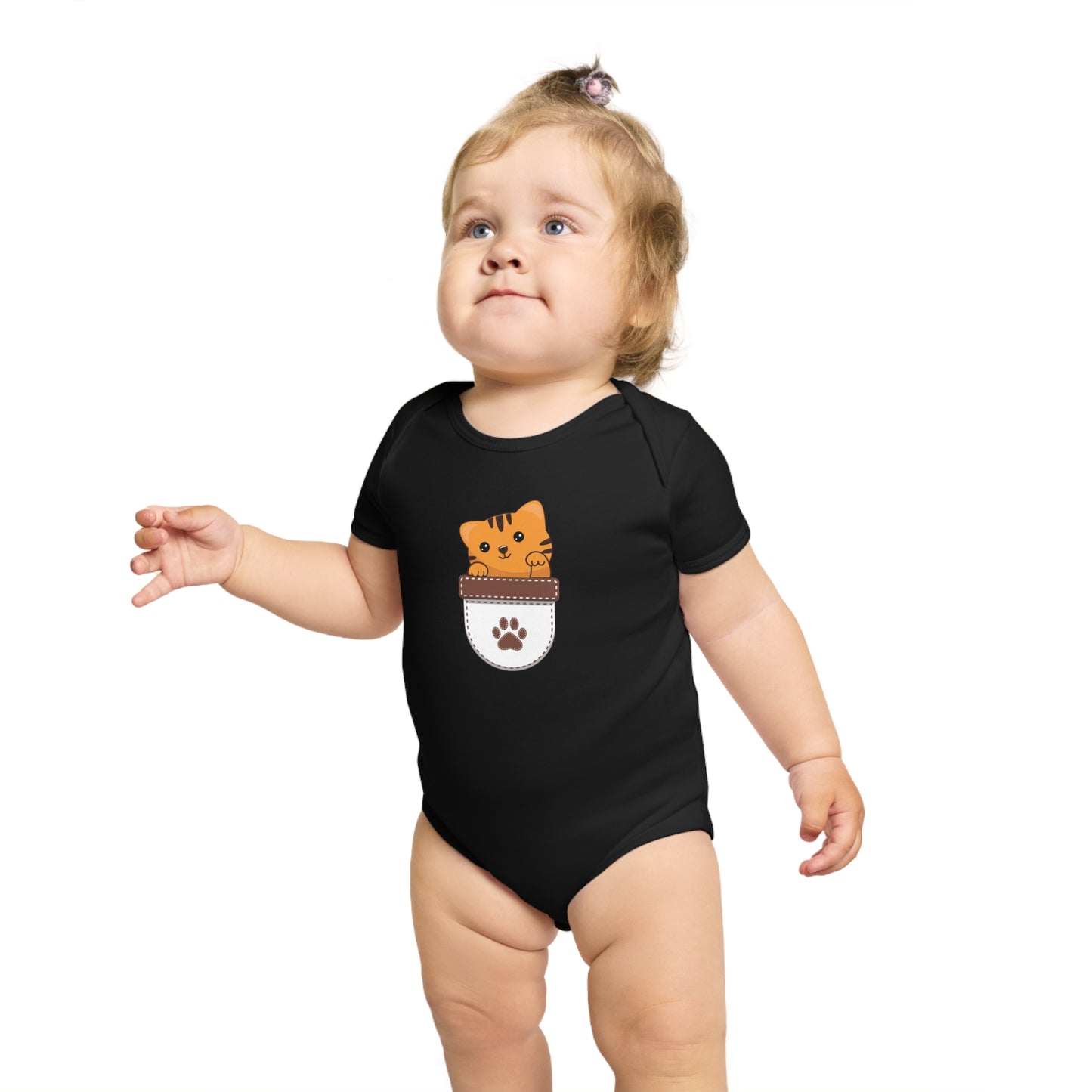 Cute Cat Pocket design baby bodysuit