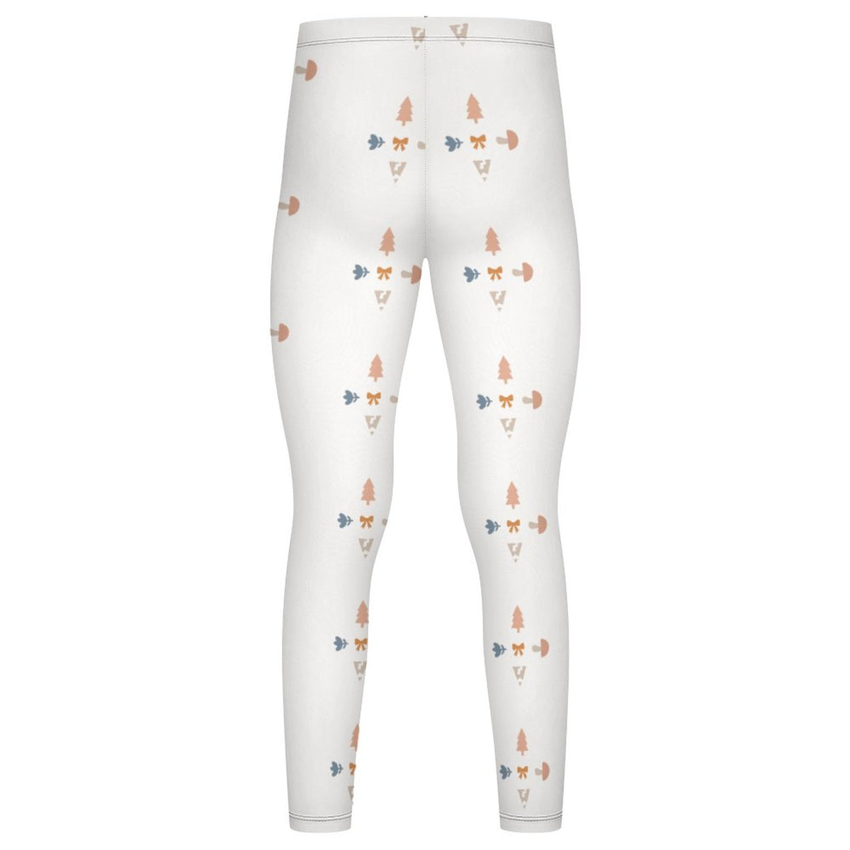 180GSM Girls' White Geometric Patterned Leggings