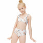 Girls' White Forest Pattern Tie Strap Bikini Set