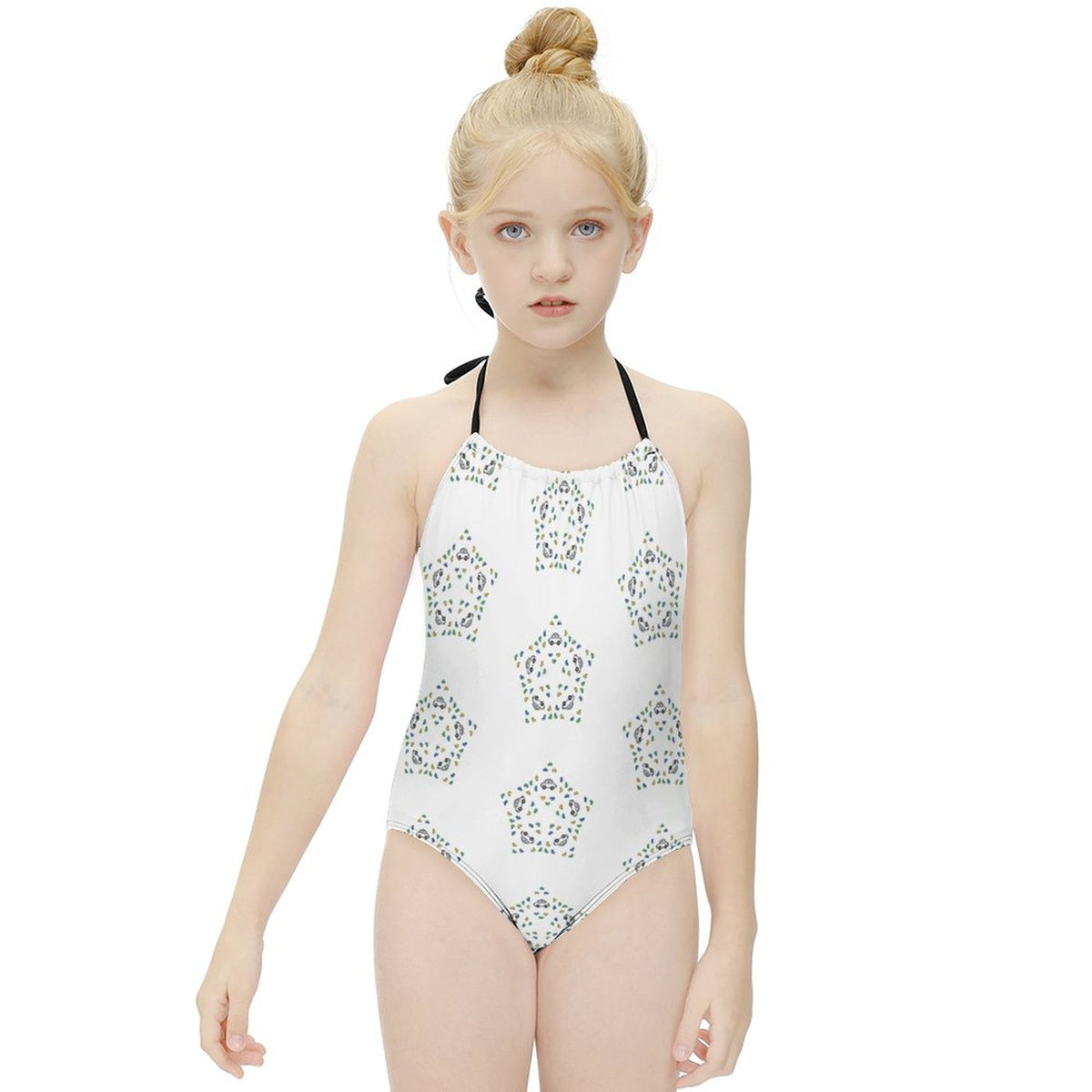 Cute Geometric Star Tie-Neck Swimsuit for Girls