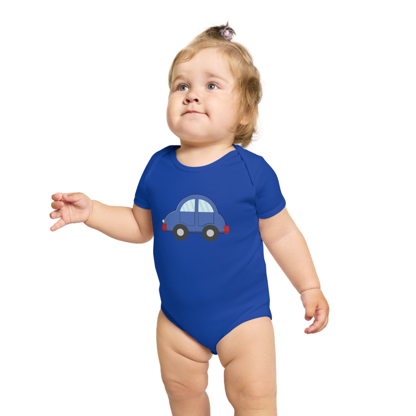 Happy Blue Car design baby bodysuit