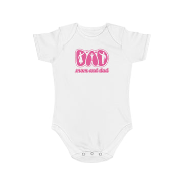 Cute Mom and Dad Short Sleeve Baby Bodysuit