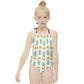 Cute Bunny & Moon Halter One-Piece Girls Swimsuit