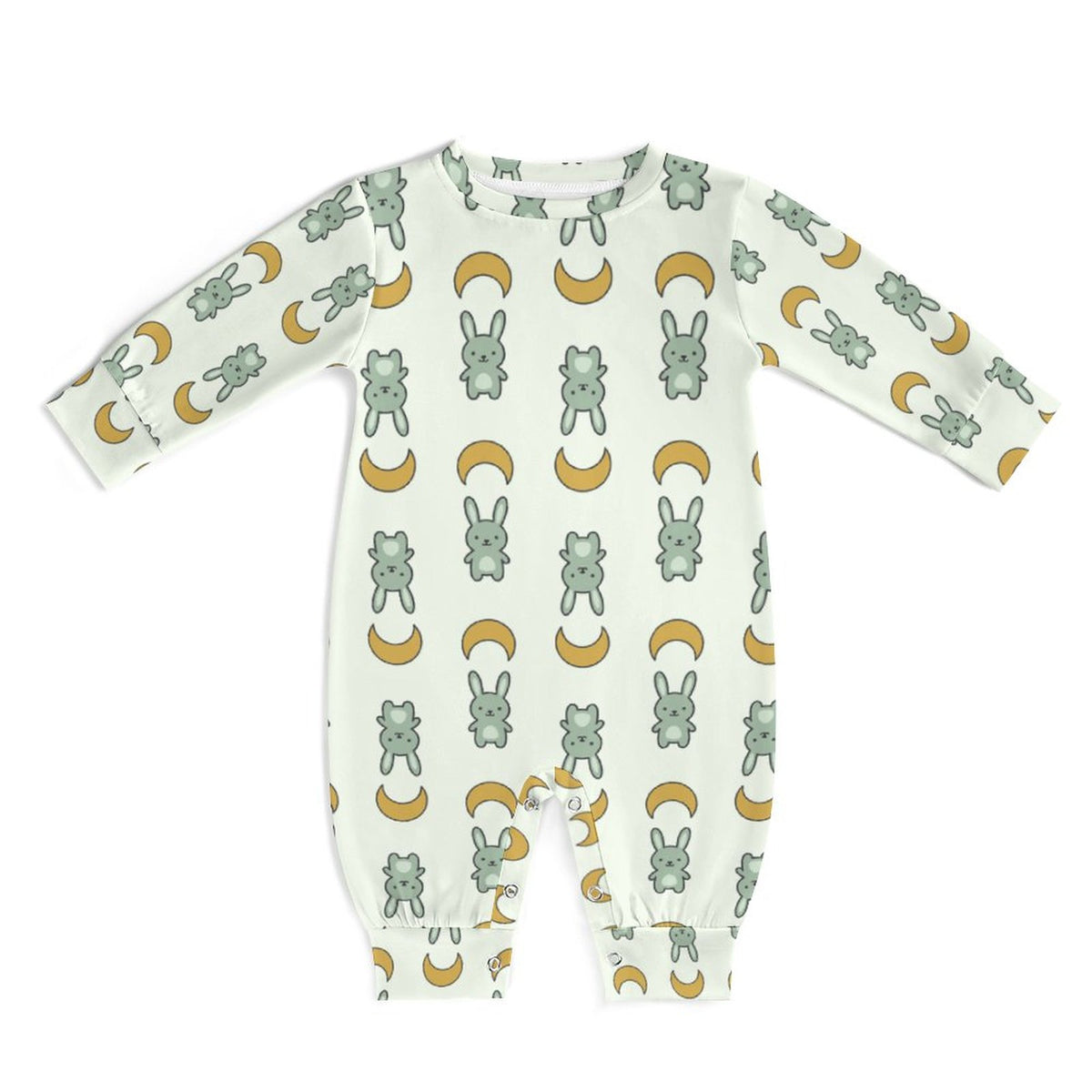 Cute Baby Bunny & Moon Long Sleeve Romper