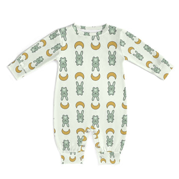 Cute Baby Bunny & Moon Long Sleeve Romper