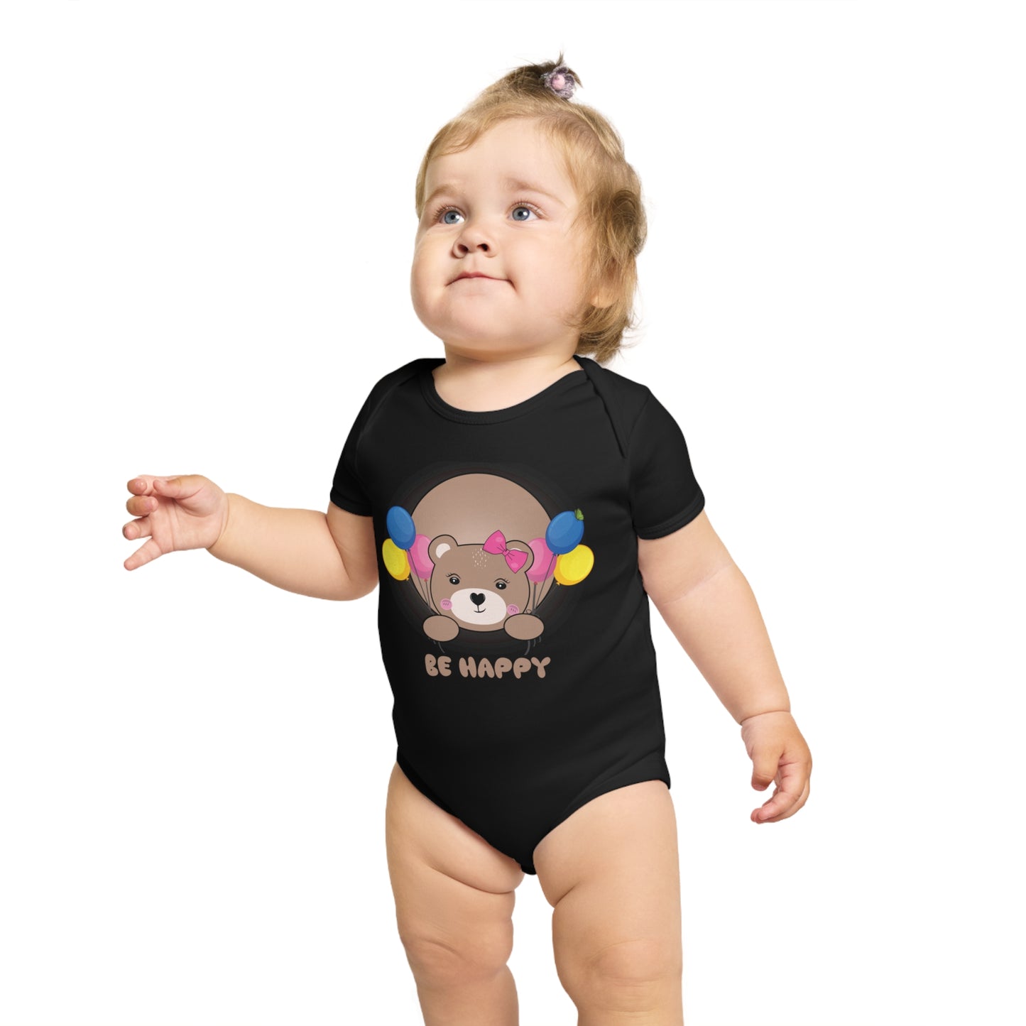 Be Happy Bear design baby bodysuit