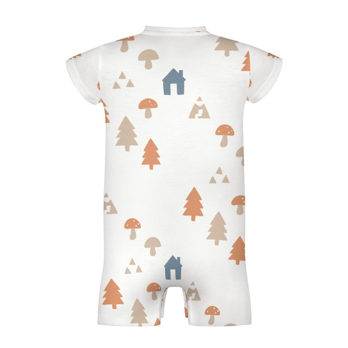 190GSM White Forest Pattern Baby Short Romper